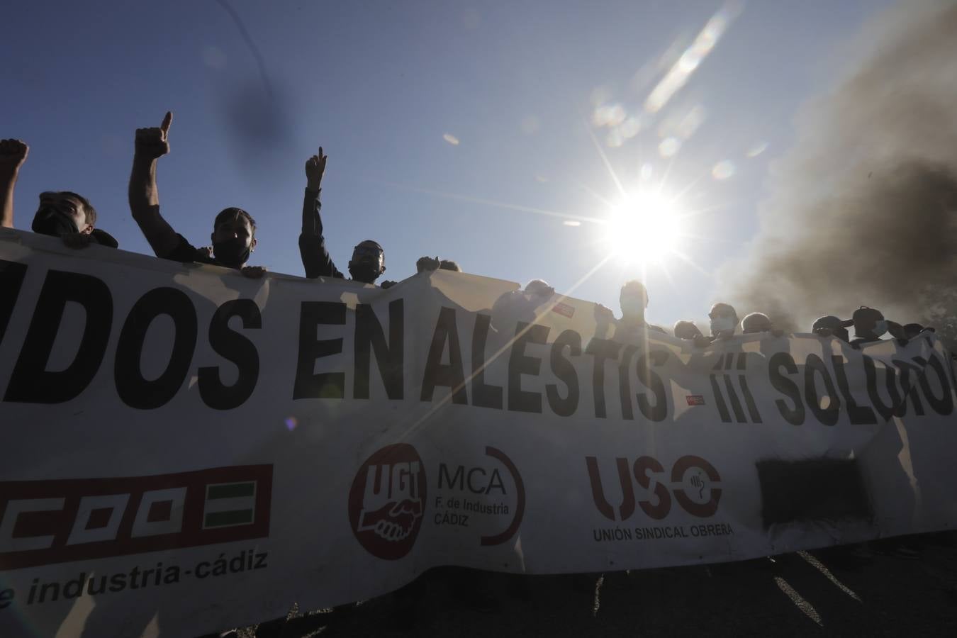 Las protestas en la factoría Alestis de Puerto Real