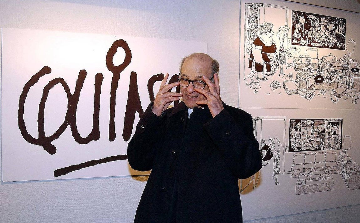 El historietista argentino inauguró la exposición que la Asociación de Libreros organizó en 2004 con motivo del 40 aniversario de Mafalda.. 