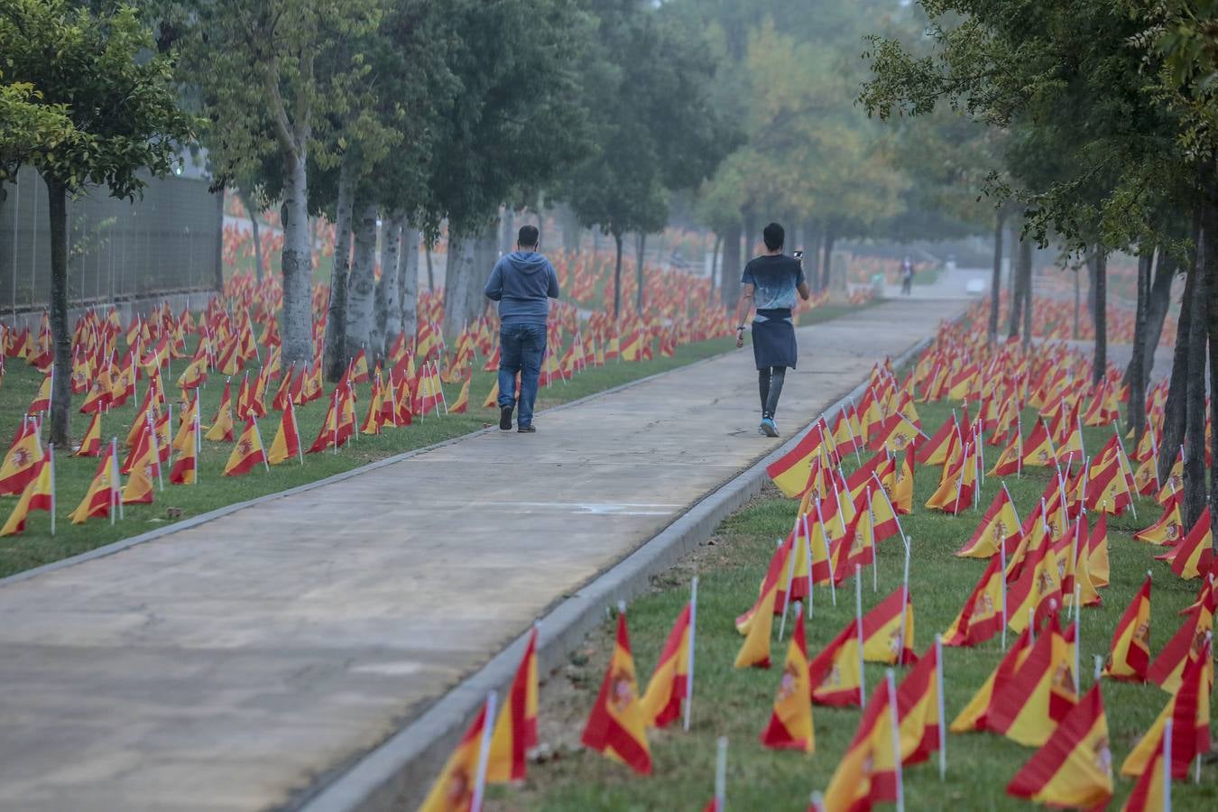 En imágenes, 53.000 banderas de España en Sevilla para homenajear a las víctimas del coronavirus