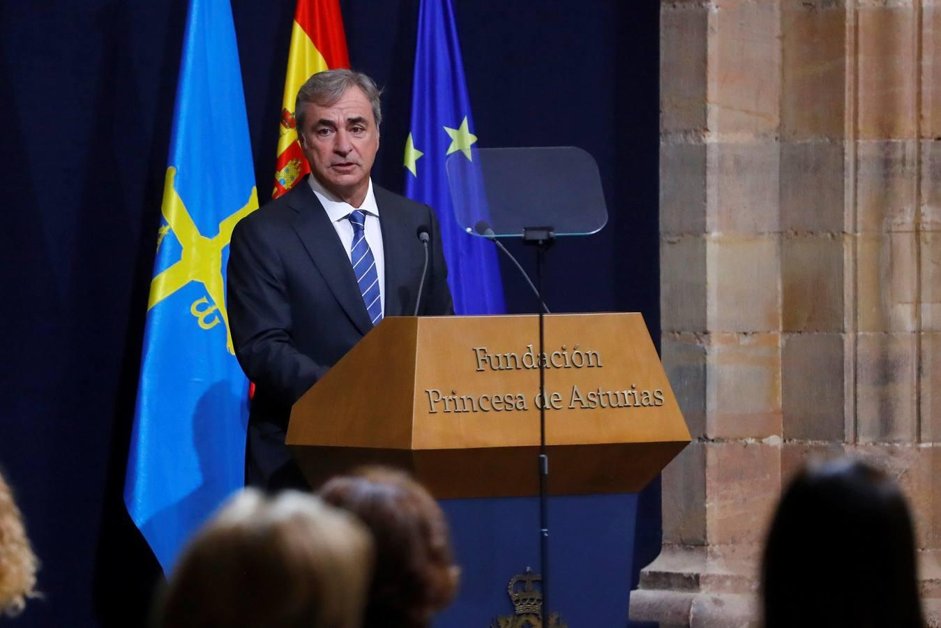 Carlos Sainz, durante su discurso. 