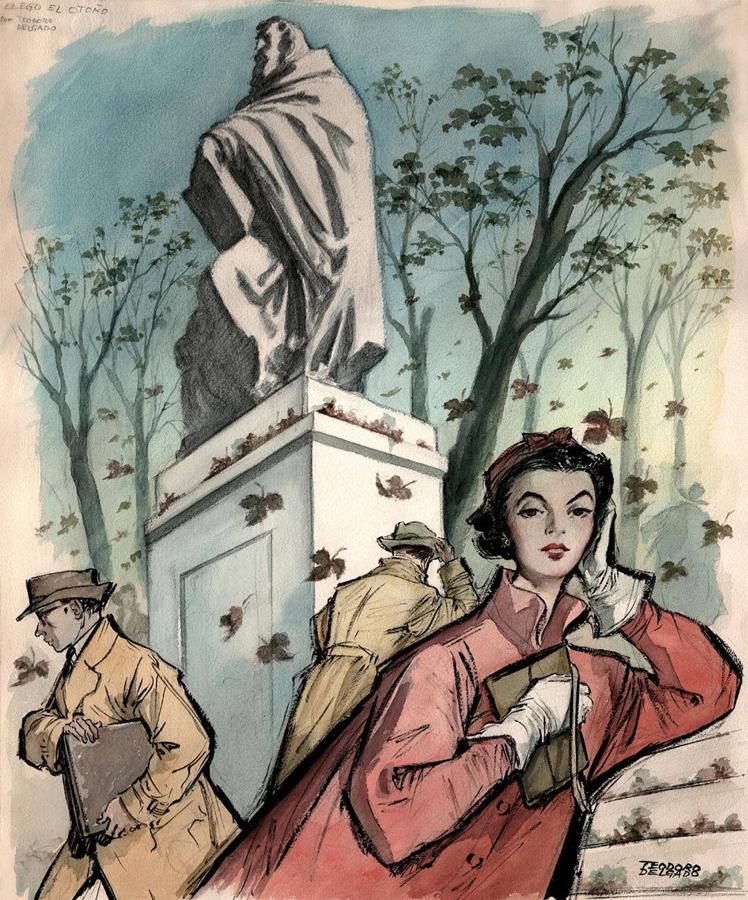 Durante la posguerra, Teodoro Delgado fue uno de los ilustradores que trabajaron para la Dirección General de Turismo. 