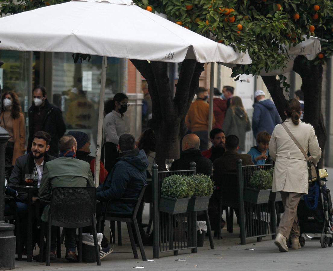 En imágenes, ambiente de las cafeterías y bares de Sevilla con los nuevos horarios