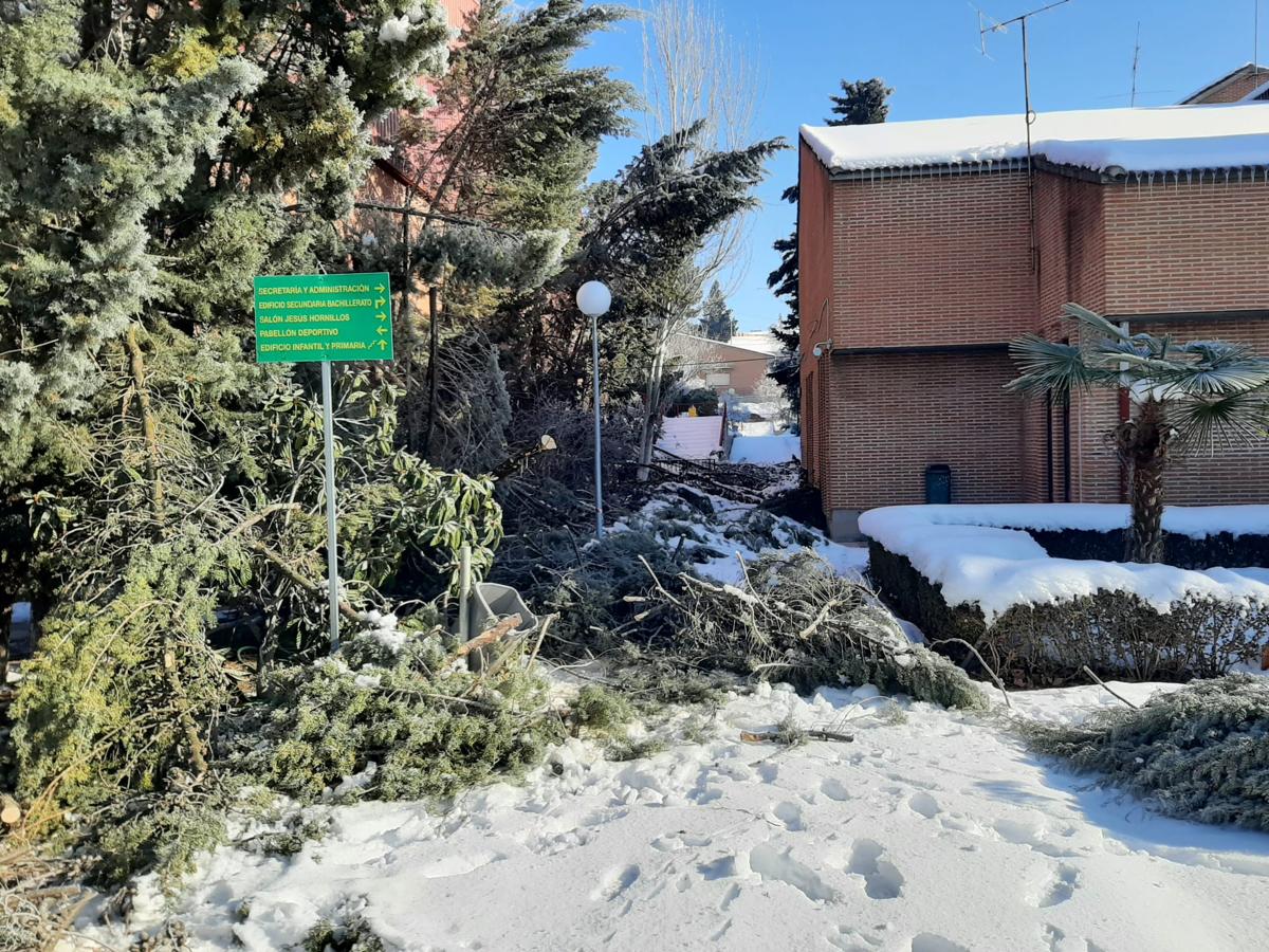 El colegio Infantes tras el temporal Filomena