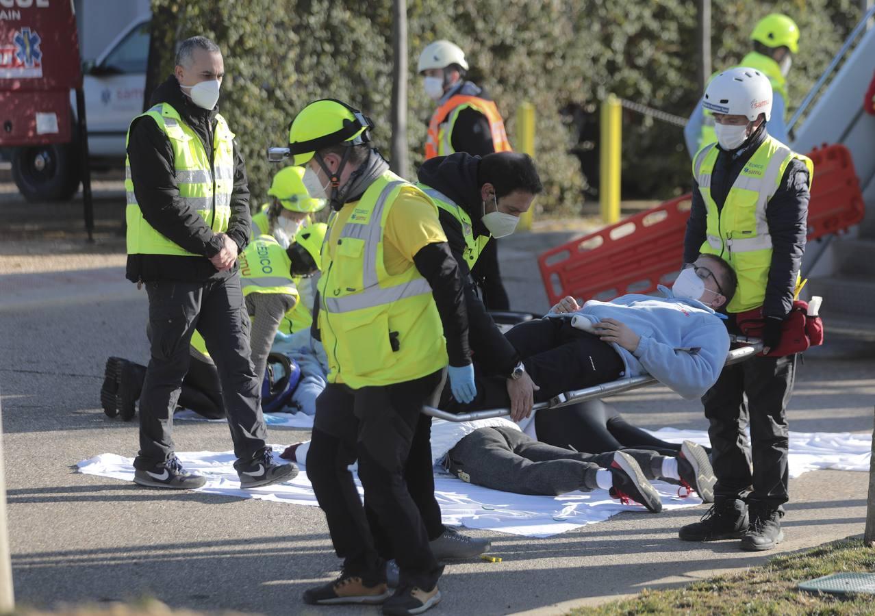 En imágenes, simulacro de actuación en la Escuela de Emergencias SAMU