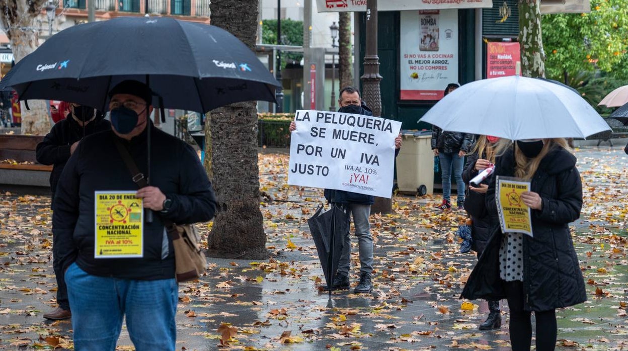 Los profesionales de peluquería protestan en Sevilla