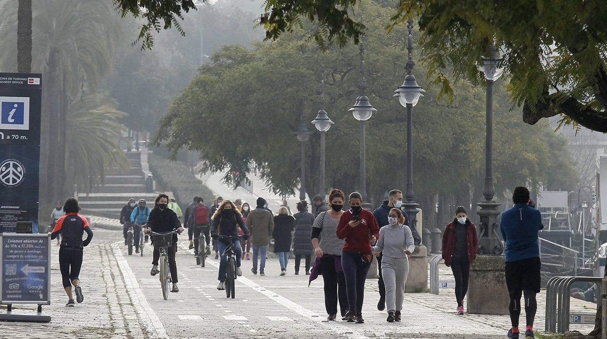 Los sevillanos hacen deporte junto al río