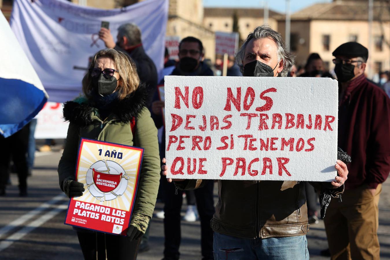 La protesta de los hosteleros en Toledo, en imágenes