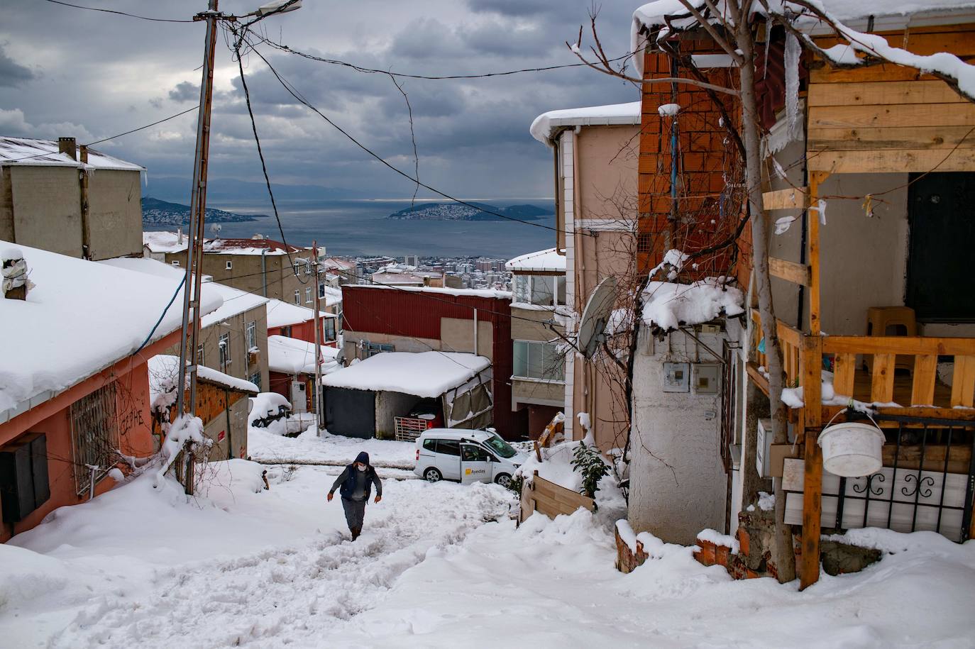 Nieve en Maltepe (Turquía). 