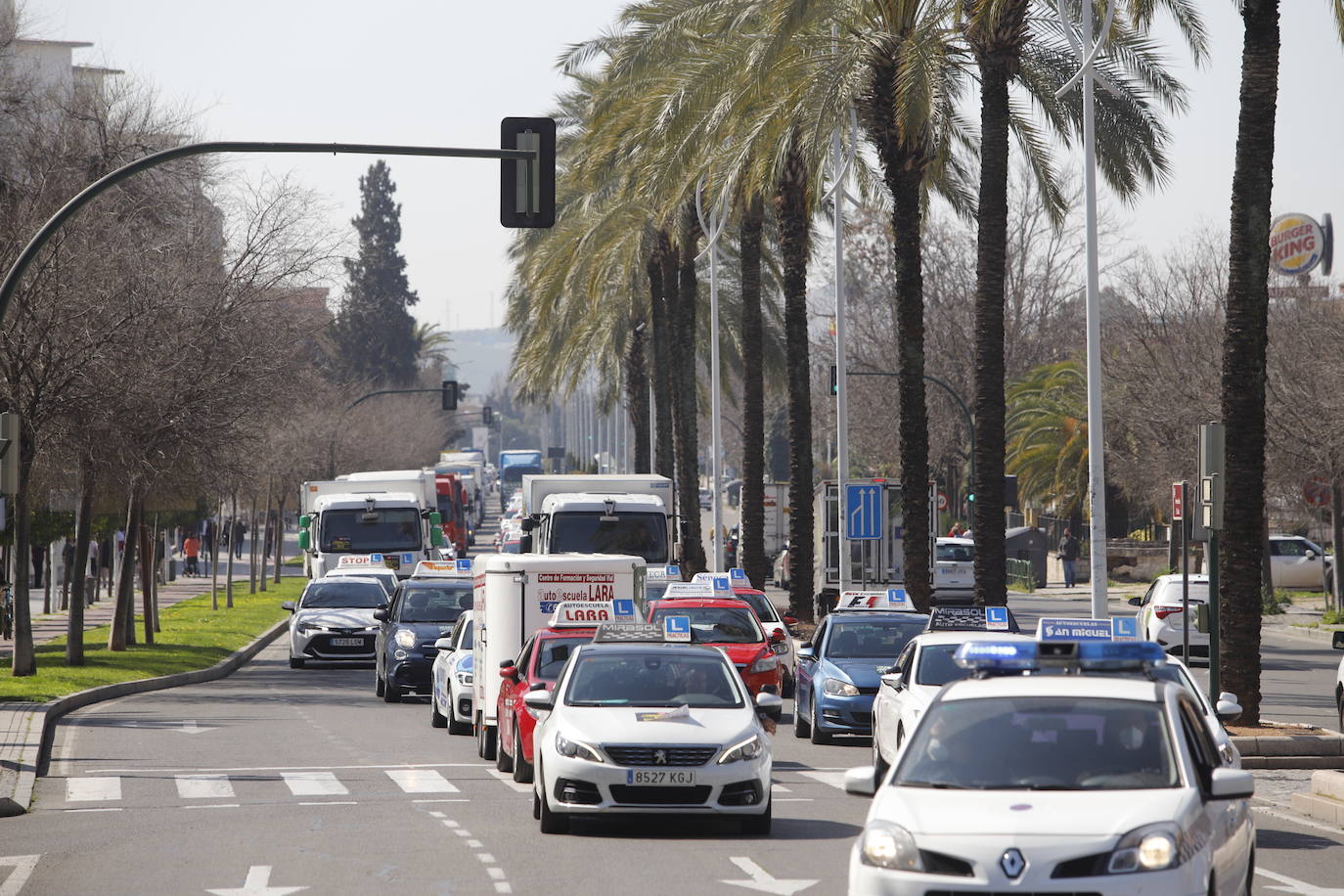 La protesta de las autoescuelas en Córdoba, en imágenes