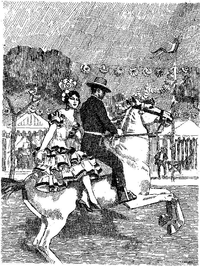 Ilustración de la revista Blanco y Negro de la Feria de Abril de Sevilla en la tercera década del siglo XX
