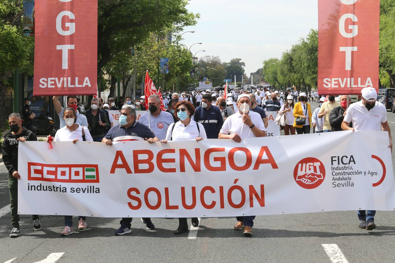 Manifestación de los trabajadores de Abengoa por Sevilla