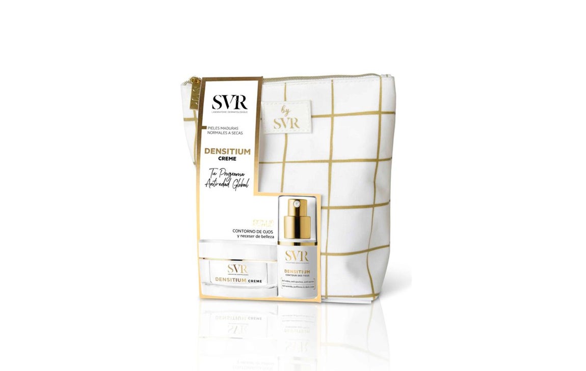 SVR. El laboratorio dermatológico SVR, que desarrolla sus fórmulas con la mayor concentración de ingredientes activos, propone como regalo dos cofres de la gama Densitium, los perfectos aliados para combatir las arrugas y mantener la piel luminosa.Esta gama reafirma y refuerza el mantenimiento de la piel, reduce las señales del envejecimiento y ayuda a mantenerla hidratada para que la tez no se apague, y mantenga su tono, volumen, flexibilidad y naturalidad. Un regalo perfecto para las madres que adoran cuidar su piel con los mejores productos. Precio: 41,90€