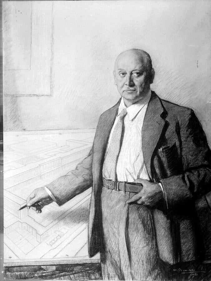 El arquitecto Secundino de Zuazo. Retrato inacabado de Manuel Benedito Vives. Archivo Moreno. Fototeca del Patrimonio Histórico. 