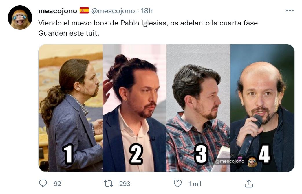 Las redes sociales parodian el nuevo corte de pelo de Pablo Iglesias