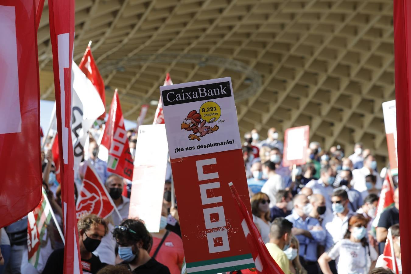 Manifestación en Sevilla contra el ERE de Caixabank