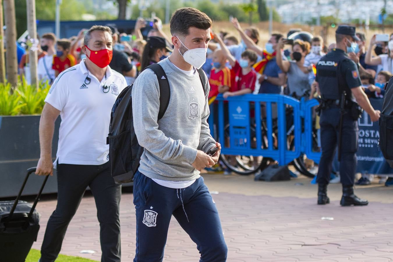 Llegada de la selección española al hotel de concentración en Sevilla