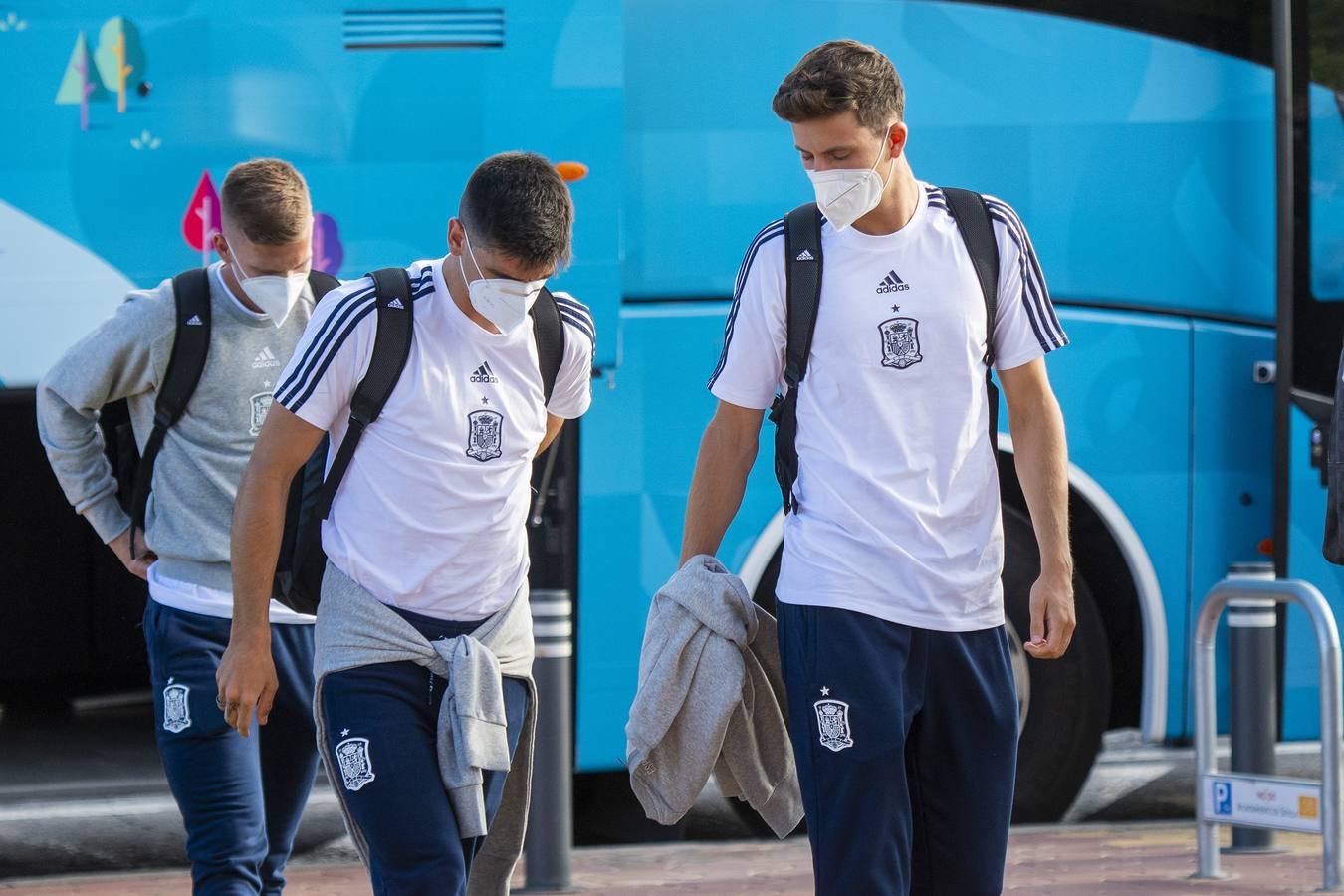 Llegada de la selección española al hotel de concentración en Sevilla