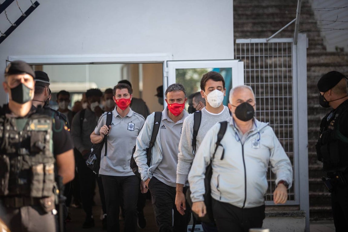 Llegada de la Selección española al Aeropuerto de San Pablo, Sevilla.