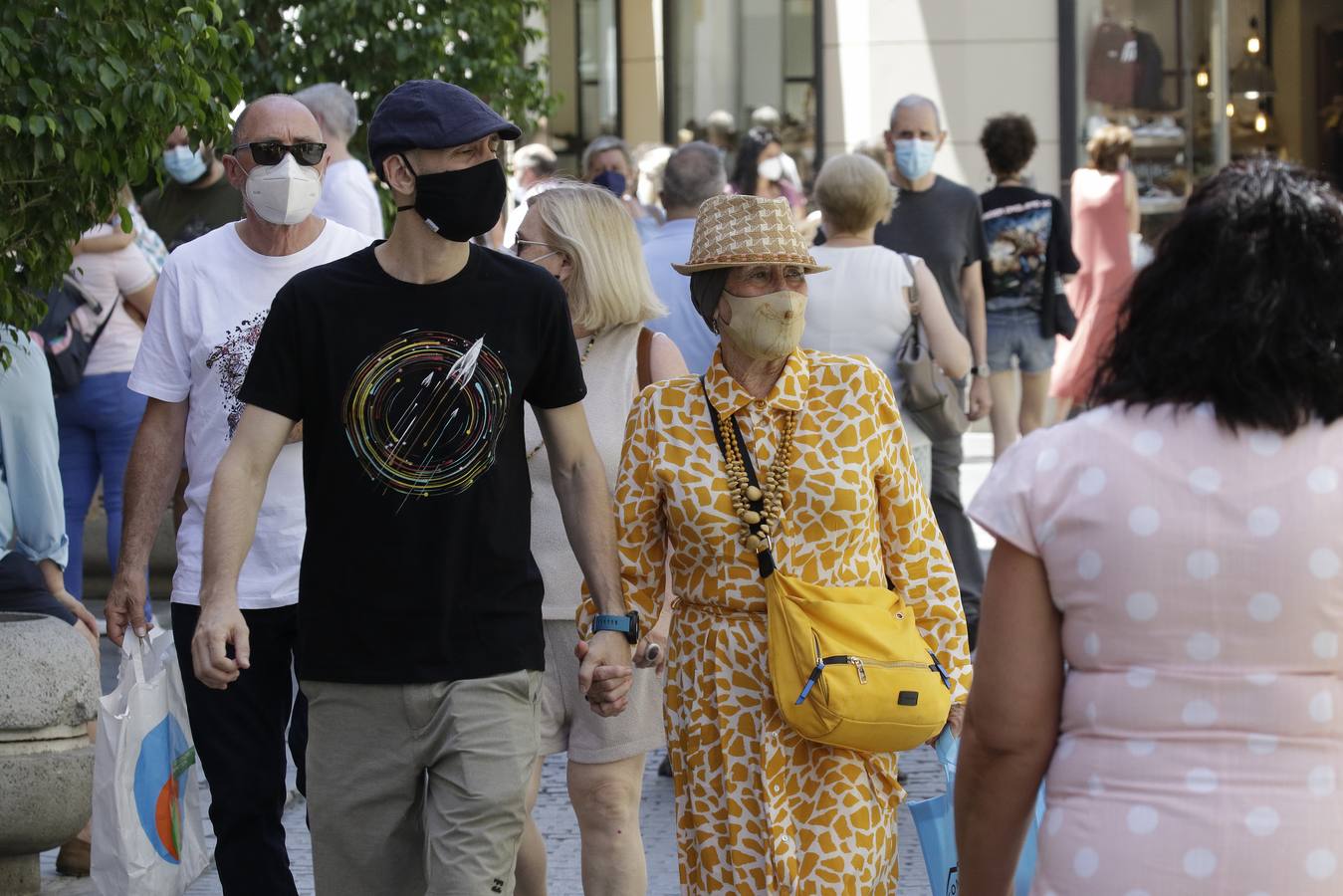 El uso de la mascarilla en el centro de Sevilla ha sido mayoritario este sábado