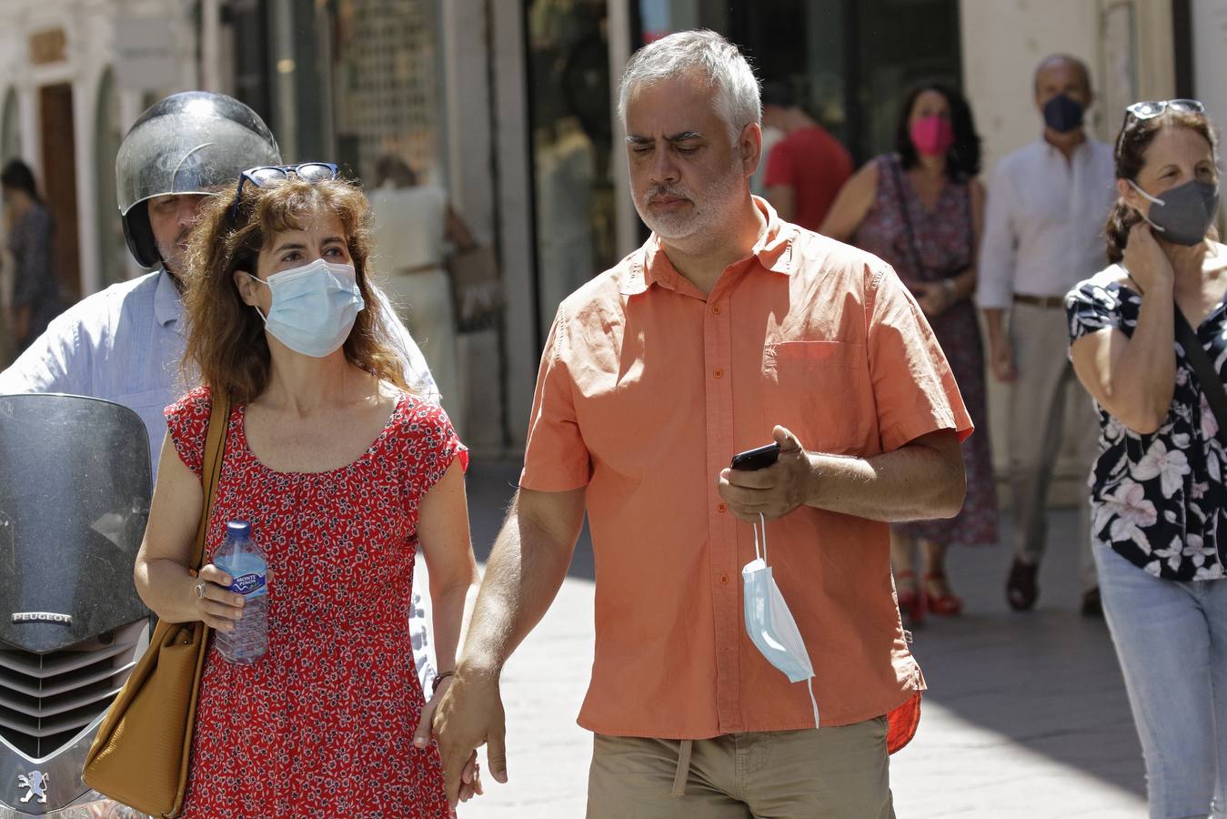 El uso de la mascarilla en el centro de Sevilla ha sido mayoritario este sábado