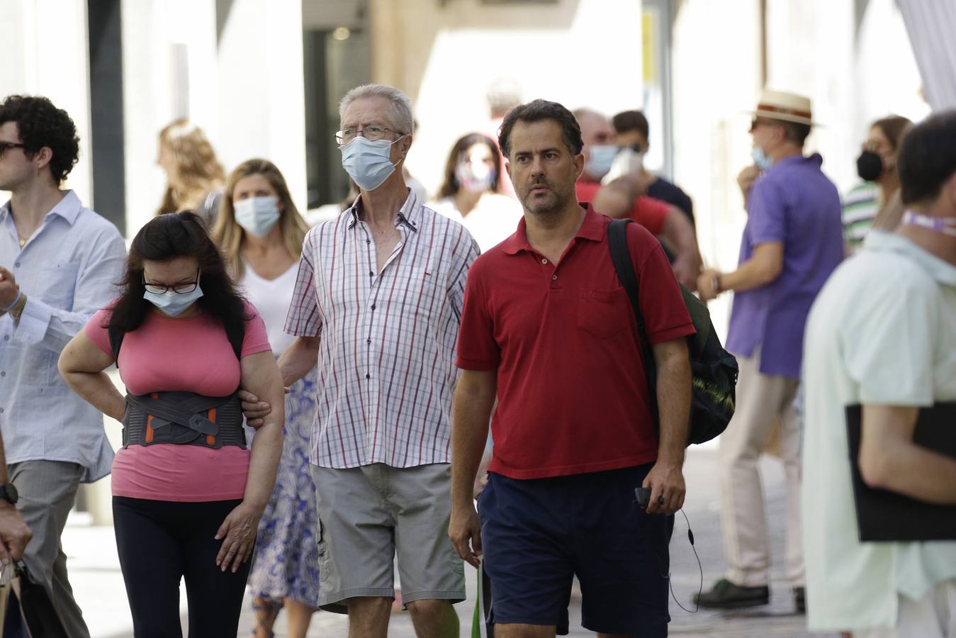 El uso de la mascarilla en el centro de Sevilla ha sido mayoritario este sábado