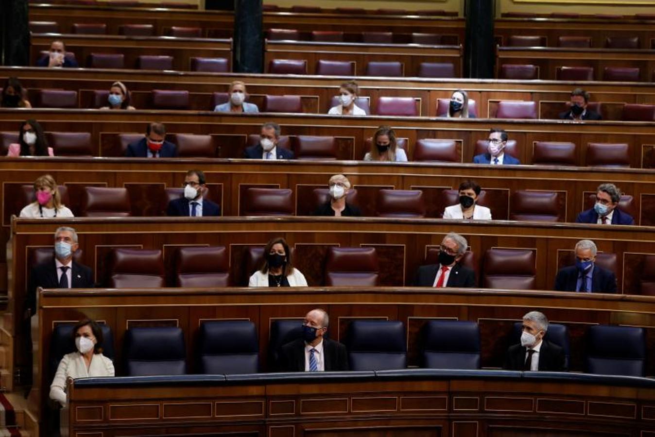 Calvo, junto a Campo y Marlaska en la bancada del Gobierno. 