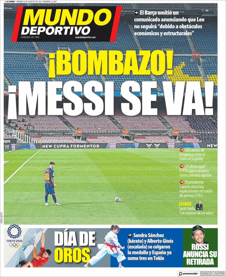 La reacción de la prensa mundial al adiós de Messi al Barça