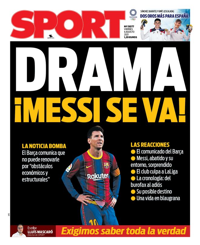 La reacción de la prensa mundial al adiós de Messi al Barça