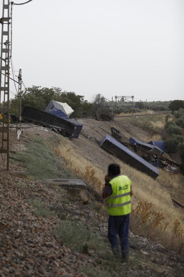 El descarrilamiento del tren en Montoro, en imágenes