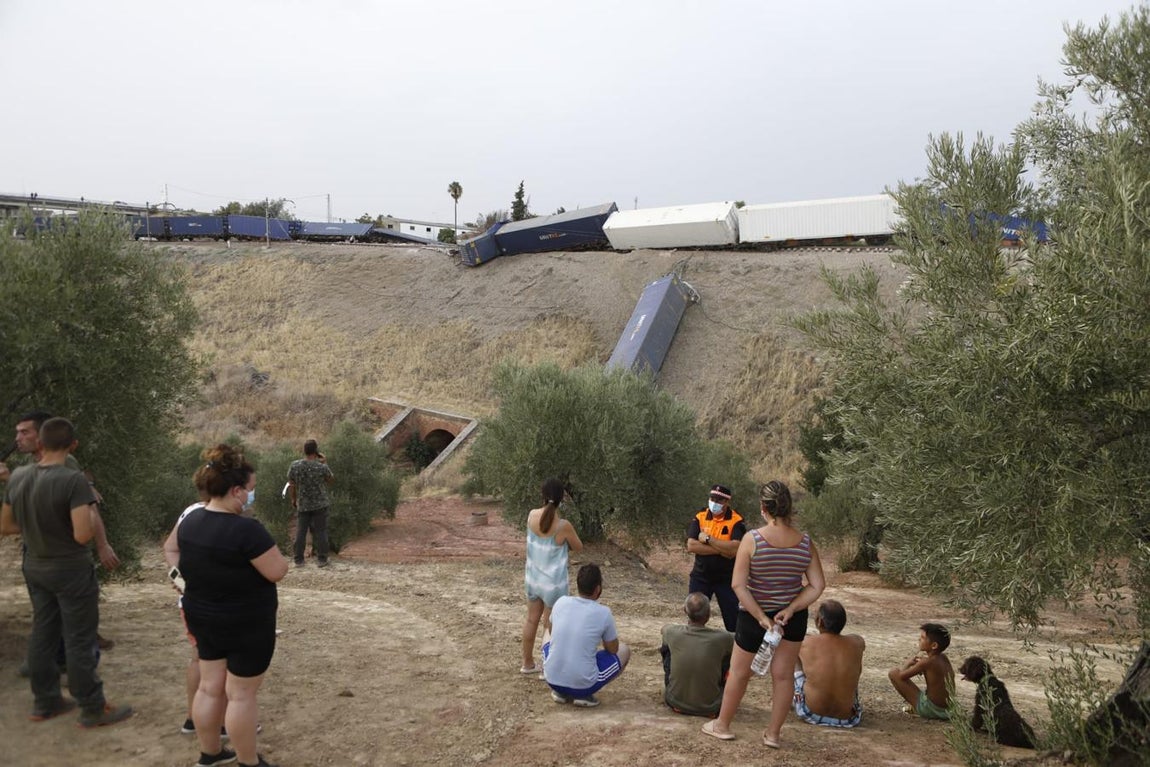 El descarrilamiento del tren en Montoro, en imágenes