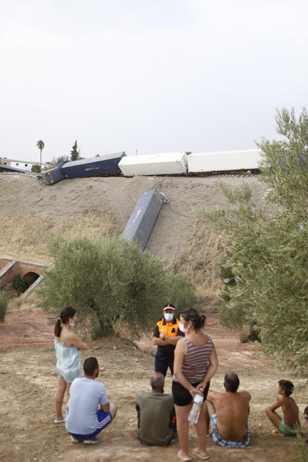 El descarrilamiento del tren en Montoro, en imágenes