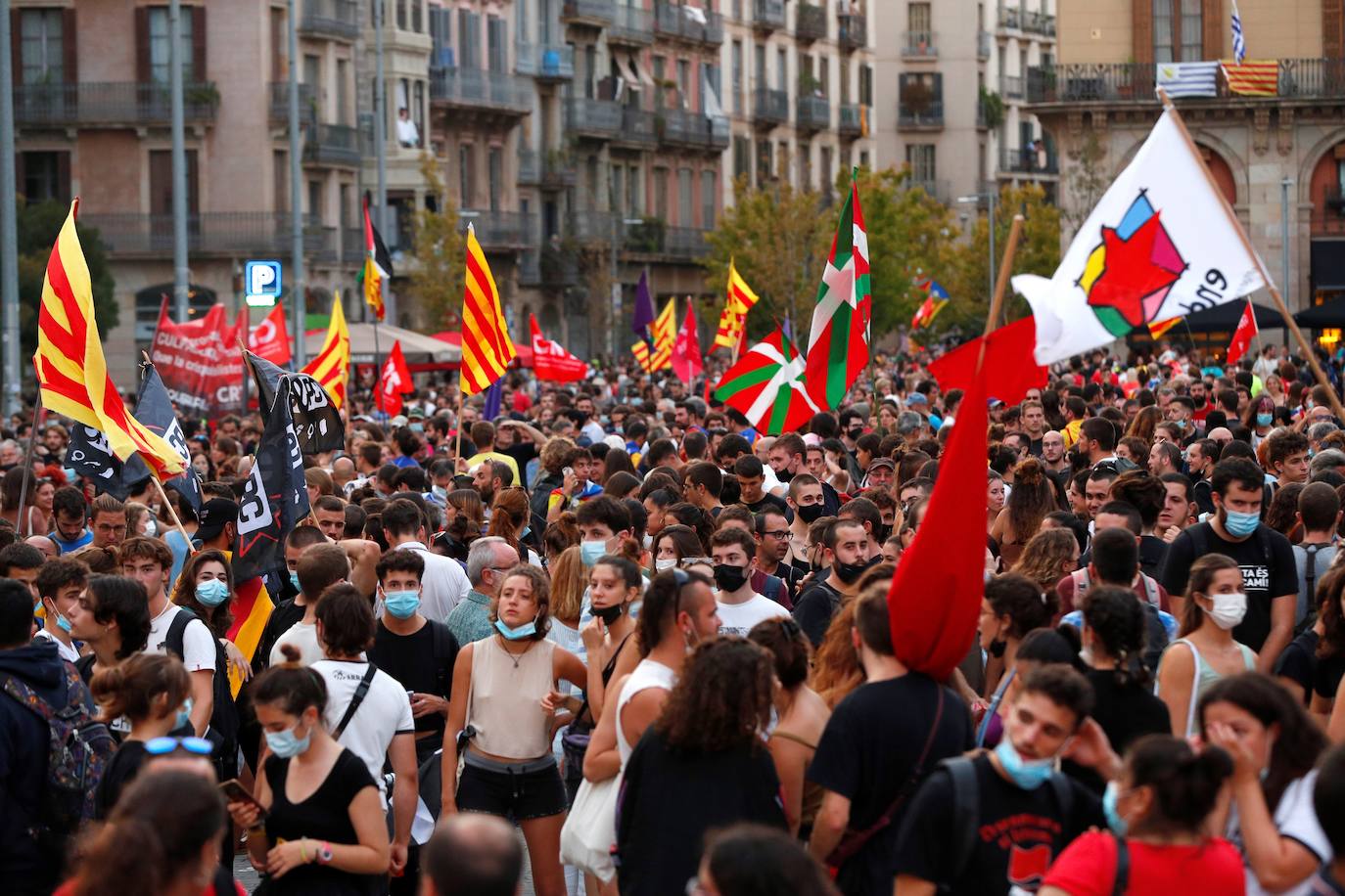 En imágenes: una Diada más, de la ofrenda floral a los disturbios