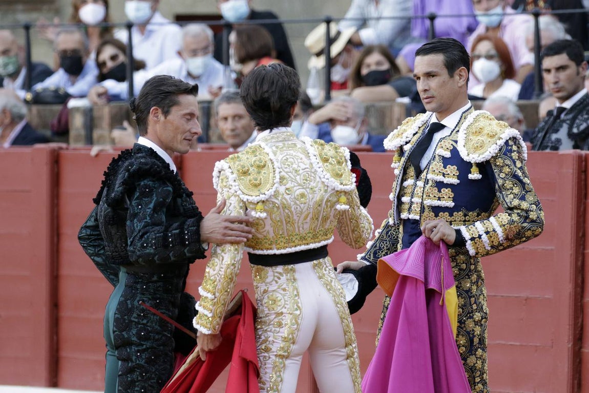 Diego Urdiales, Ángel Jiménez y José Mª Manzanares, en el coso del Baratillo. 