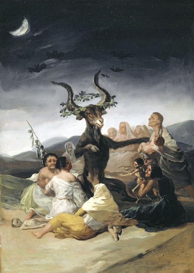 En su arte, Goya se muestra como un agudo observador del drama que se desarrolla entre la razón y la irracionalidad, los sueños y las pesadillas ('El Aquelarre', 1797-98). 