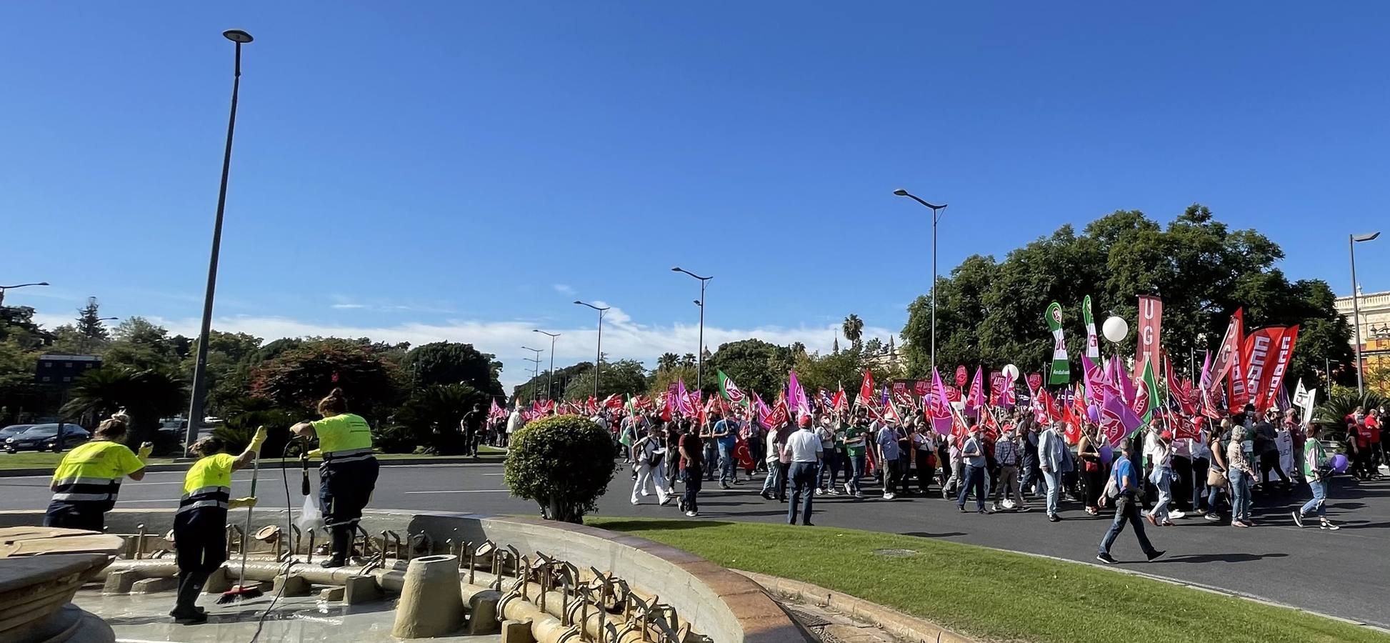 Manifestación de los sindicatos contra el Gobierno andaluz