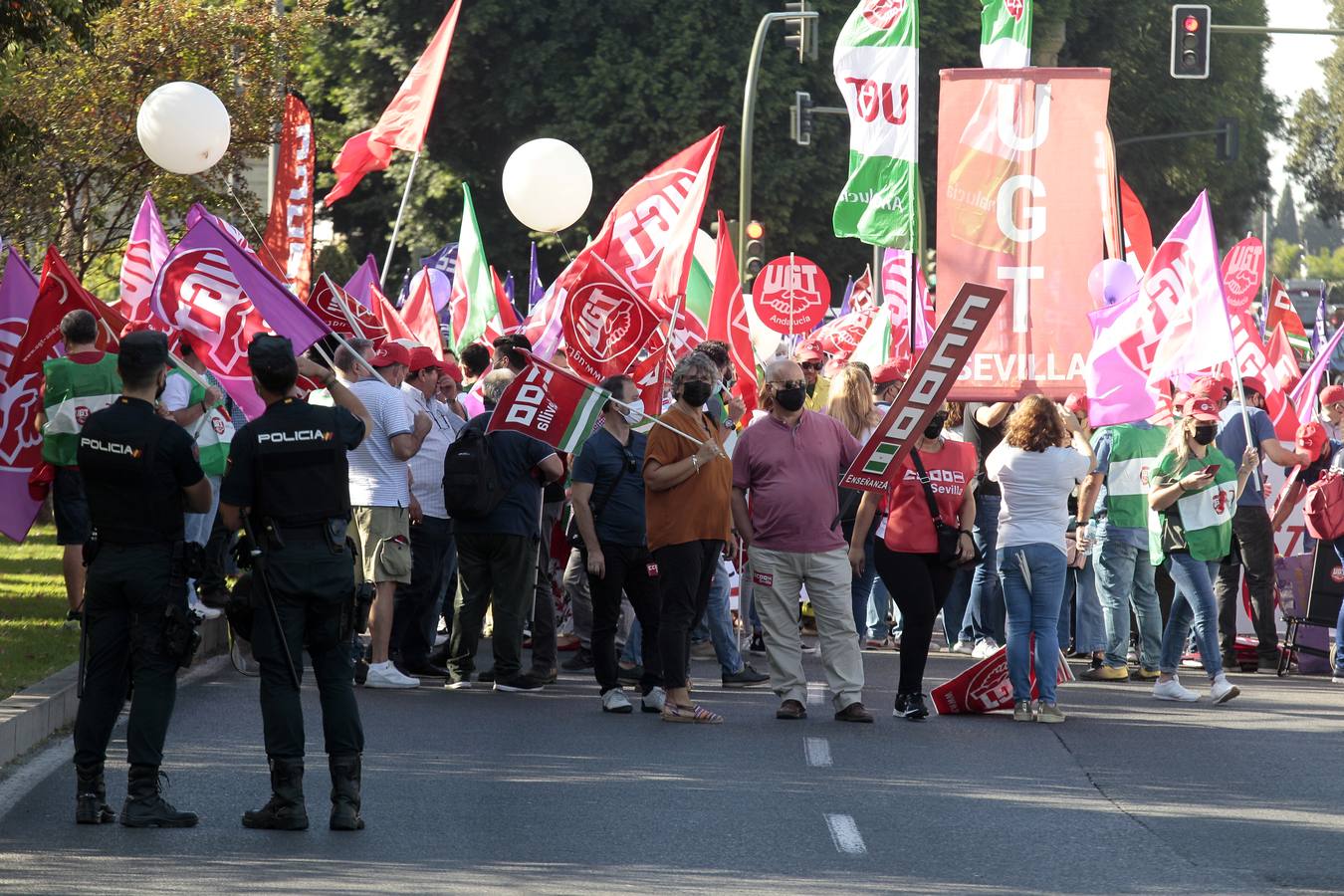 Manifestación de los sindicatos contra el Gobierno andaluz