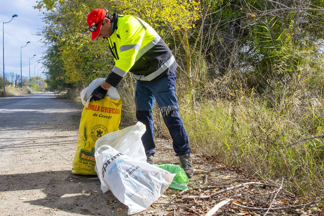 Recogida de residuos en la ribera del Guadalquivir de Sevilla, en imágenes