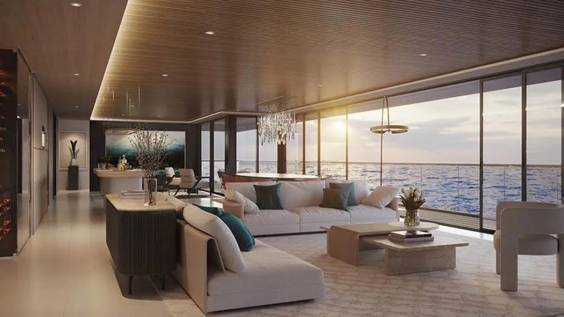 Somnio, el yate más grande del mundo valorado en 600 millones. El yate estará compuesto de 39 apartamentos de lujo cuyo precio de salida se sitúa en los 9 millones de euros (aunque el precio de toda la nave supera los 600) y ofrecerán la posibilidad de ser personalizados al máximo por sus futuros dueños con el equipo de diseño por un periodo de tres meses aproximadamente, antes de que empiece su construcción.