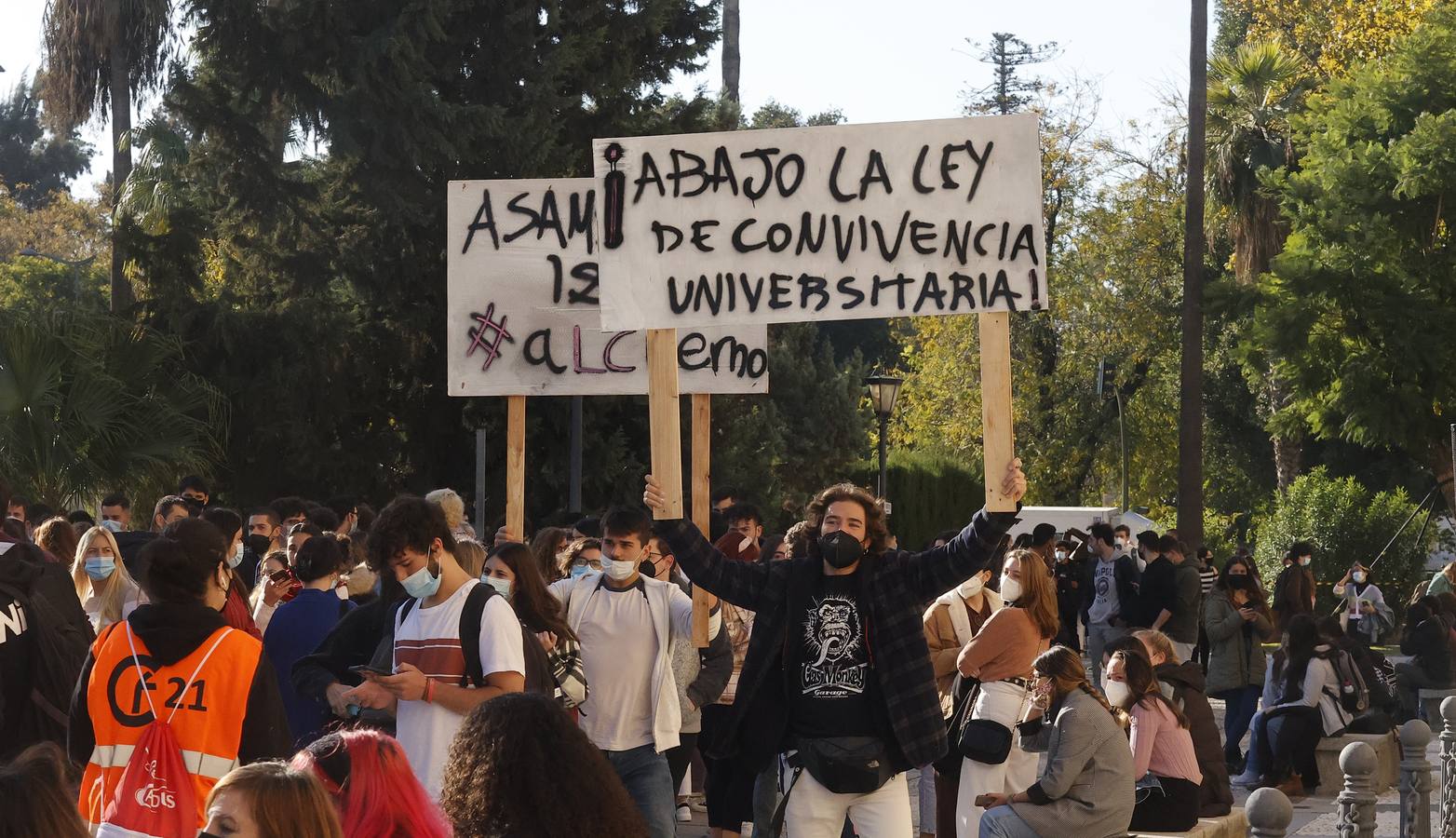 Movilización de los estudiantes de la Universidad de Sevilla, en imágenes