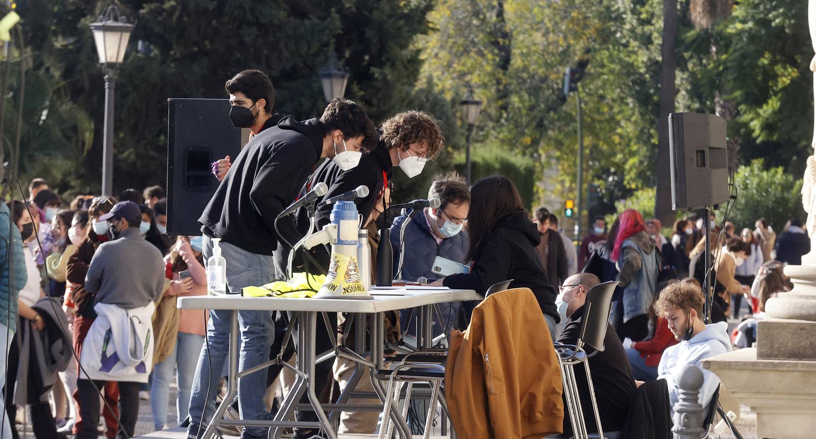 Movilización de los estudiantes de la Universidad de Sevilla, en imágenes