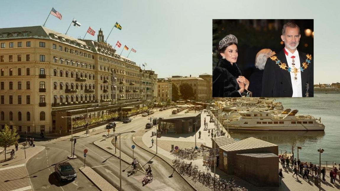 Así es el Grand Hôtel de Estocolmo donde se alojan los Reyes. El<a href="https://www.abc.es/estilo/moda/abci-reina-letizia-todo-rojo-abrigo-cuya-version-asequible-sera-tendencia-202111231608_noticia.html" target="_blank"> Viaje de Estado de los Sus Majestades en Suecia </a>sigue su curso con una agenda repleta de actos oficiales. Ayer<a href="https://www.abc.es/estilo/moda/abci-reina-letizia-hace-capa-y-tocado-complementos-invernales-excelencia-202111241300_noticia.html" target="_blank"> la jornada comenzó con la ceremonia de bienvenida</a> y continuó con la visita a la exposición dedicada a Ramón y Cajal en el Museo Premio Nobel seguida del Instituto Karolinska, e incluso una parada en un típico mercadillo navideño que culminó con la esperada cena de gala celebrada en el Palacio Real de Estocolmo. Dejando a un lado los estilismos elegidos por La Reina estos días, el otro protagonista del viaje ha sido el enclave para hospedarse, el Grand Hôtel de Estocolmo, uno de los más emblemáticos del país.