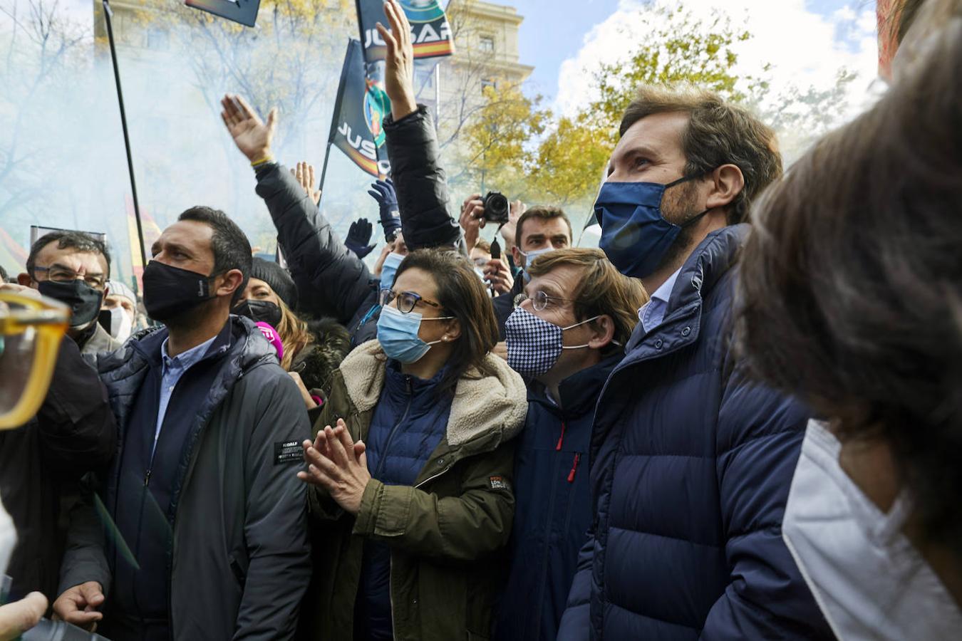 El líder del PP, Pablo Casado, también estuvo presente en la protesta. 