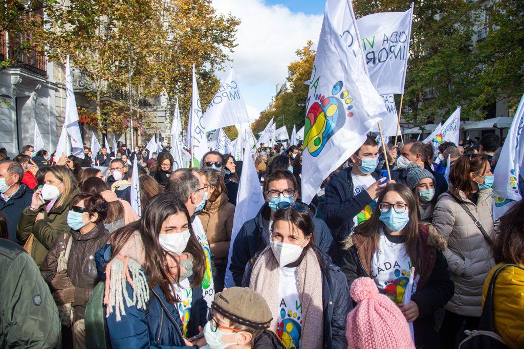 Concentración de asociaciones provida en la Puerta de Alcalá. 