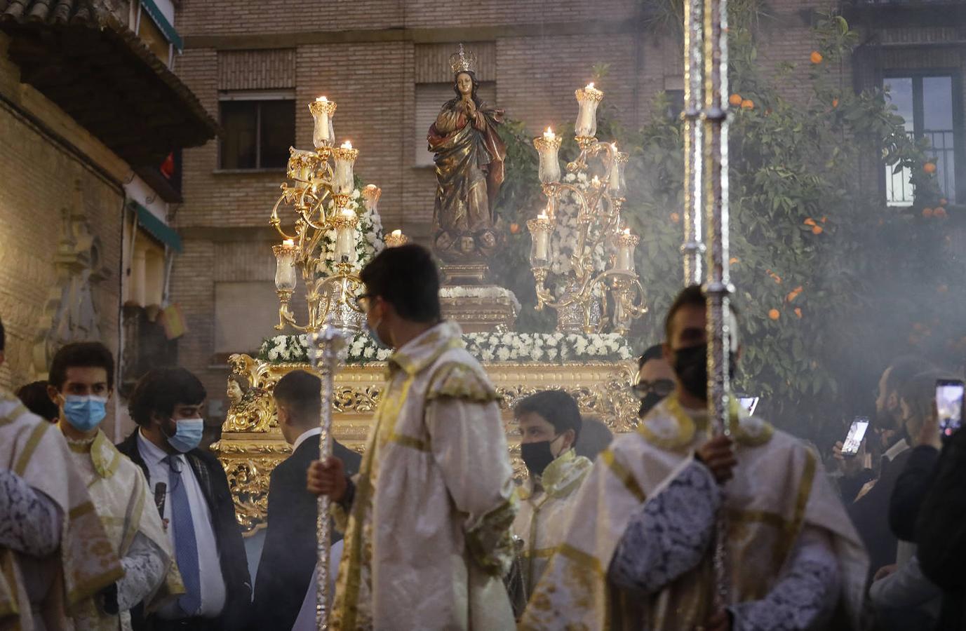 La procesión de la Inmaculada para la Vigilia de los Jóvenes en Córdoba, en imágenes