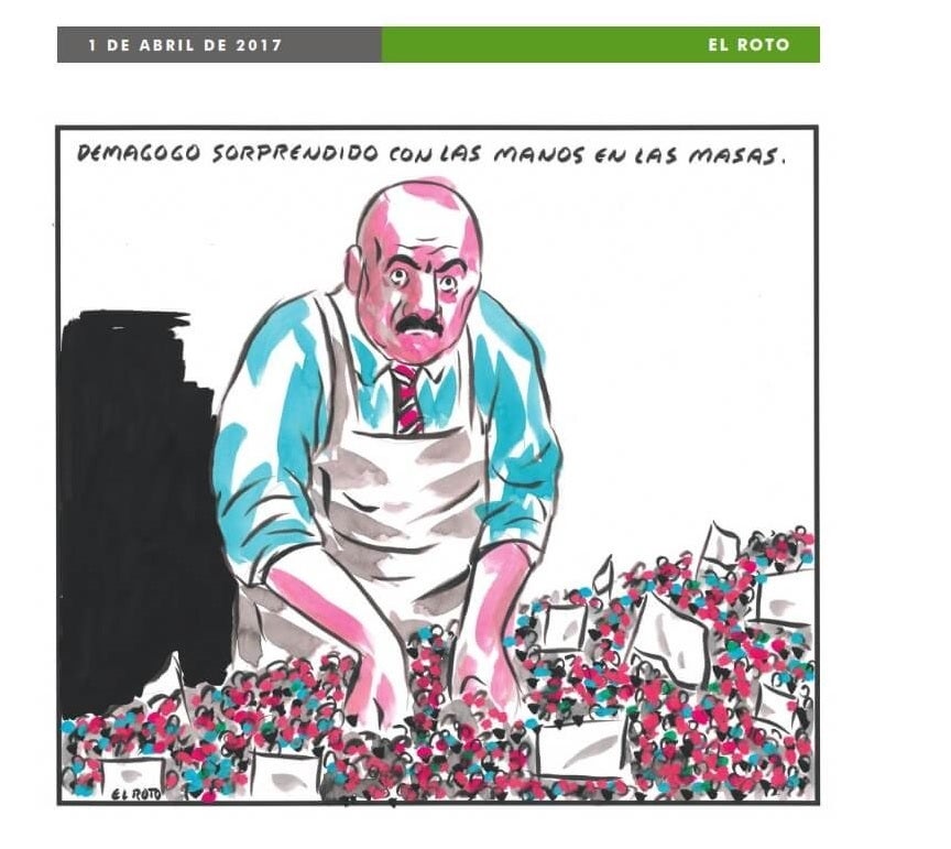 Los 28 dibujos de Chumy Chúmez fueron publicados en la página 3 del diario Madrid entre 1967 y 1971, los de El Roto en El País entre 2016 y 2021. El nexo común entre todas las viñetas es la aproximación crítica e inteligente a la información y a su némesis: la propaganda.