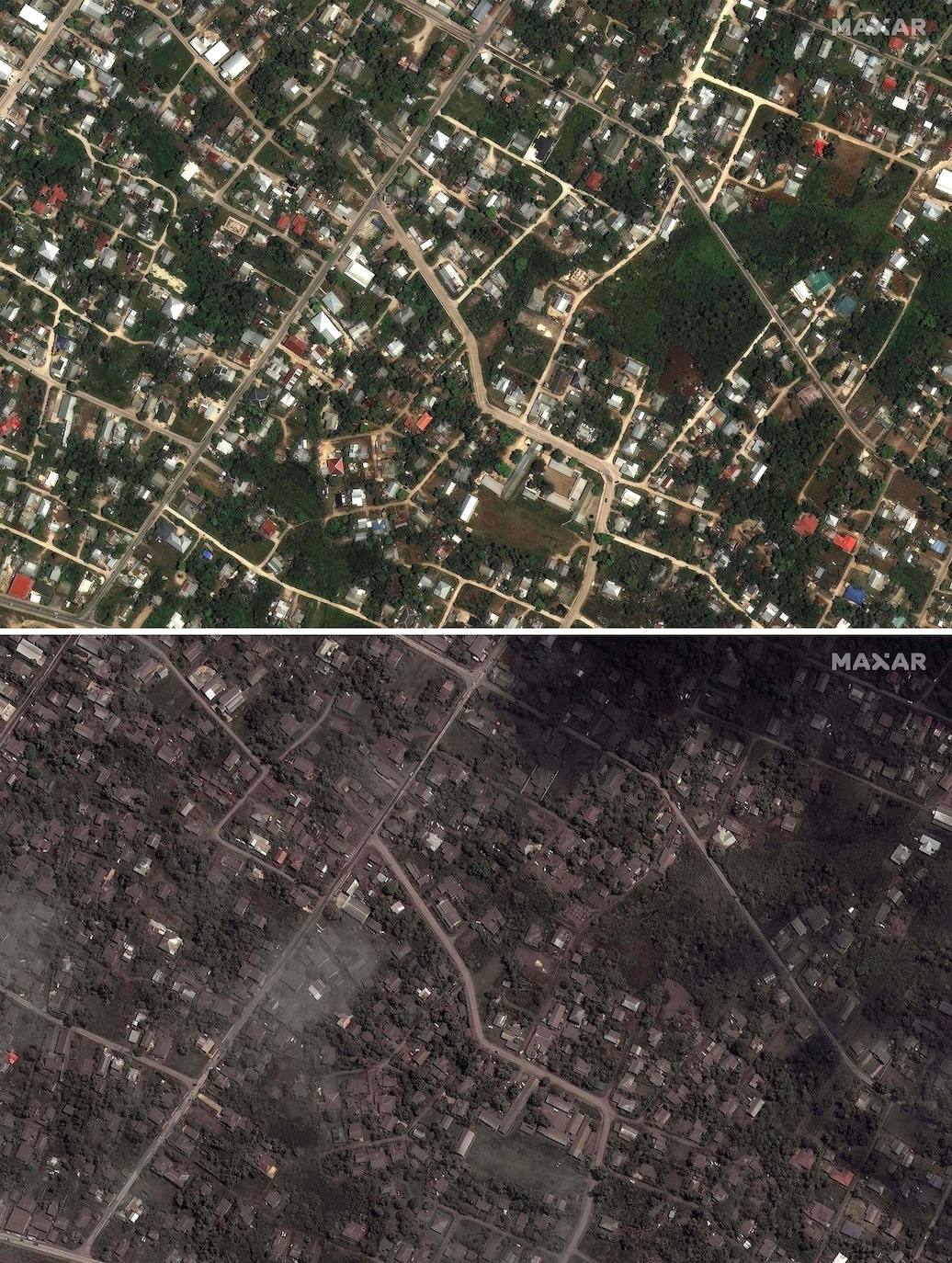 Toma aérea de Tonga distribuida por Maxar