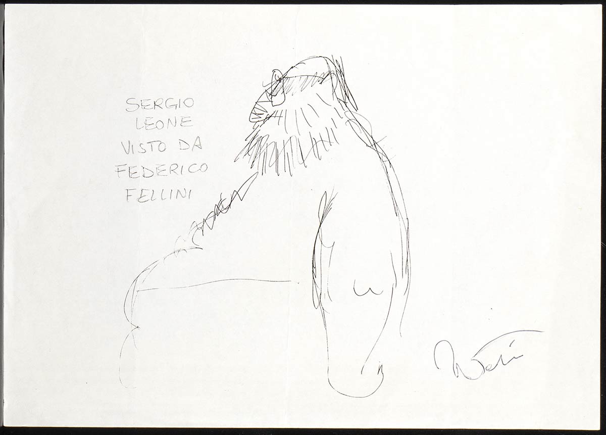 Uno de las dos valiosas caricaturas de Sergio Leone