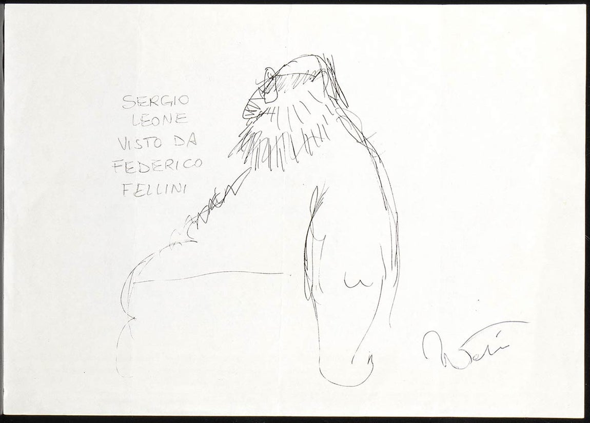 Uno de las dos valiosas caricaturas de Sergio Leone
