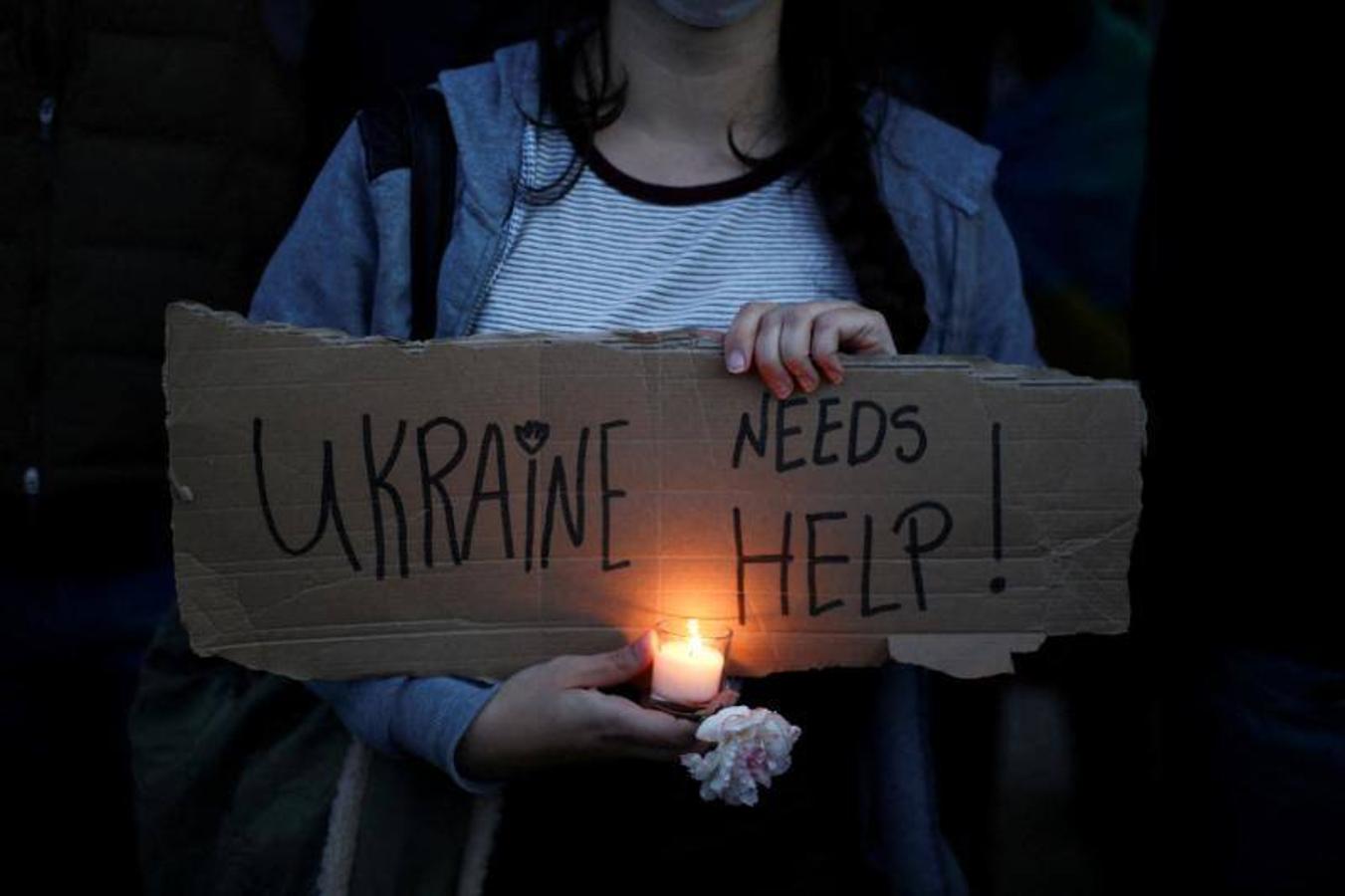 Imagen de una protesta contra la invasión de Ucrania. 