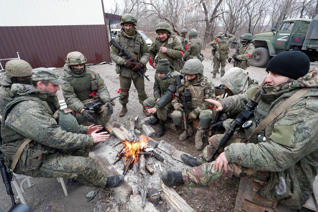 Tropas prorrusas desplegadas en la región de Donetsk. 